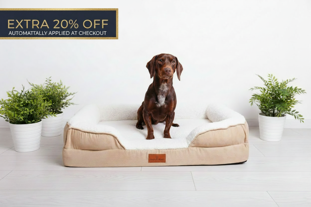 Dog bed with authentic Snug n Woof logo